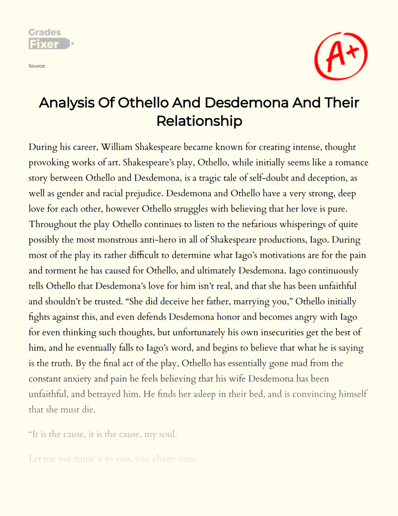 relationship between othello and desdemona