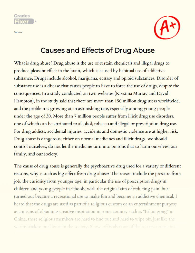 drug abuse in schools essay pdf