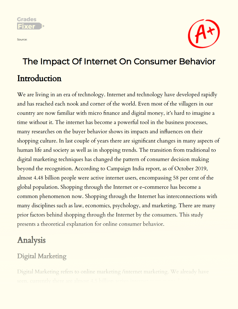 How The Internet Changed Consumer Behavior: a Research Essay