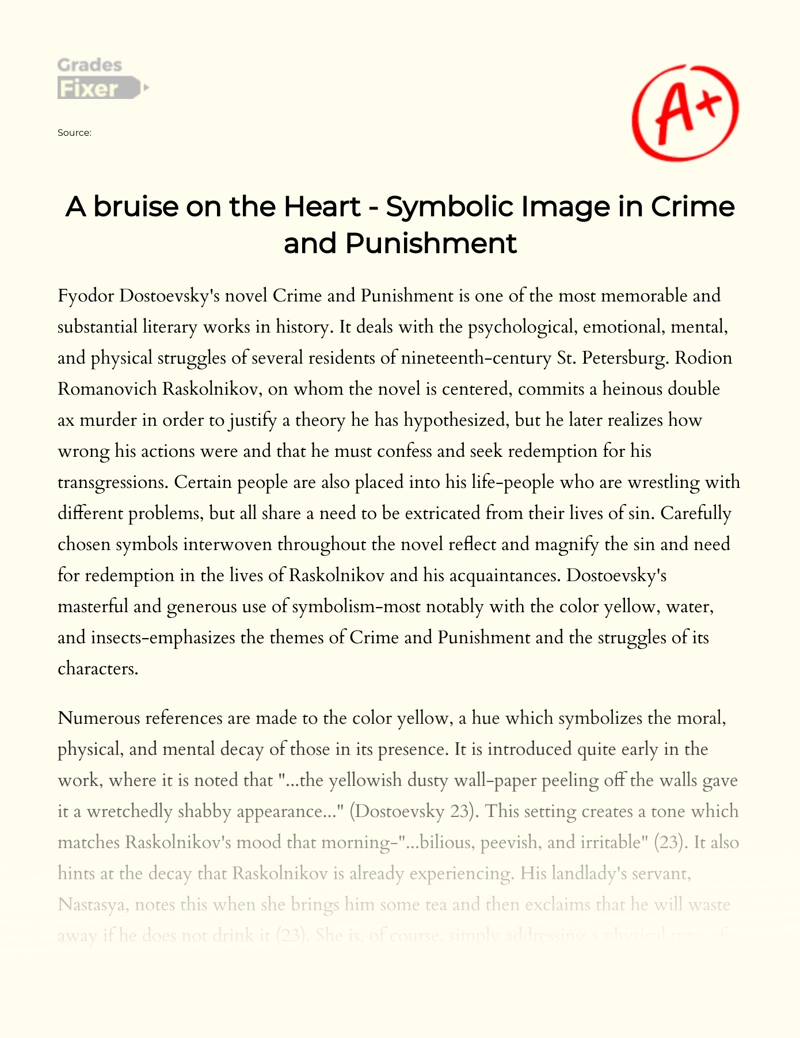 A Bruise on The Heart - Symbolic Image in Crime and Punishment essay