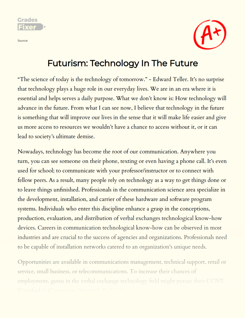 essay on science of future