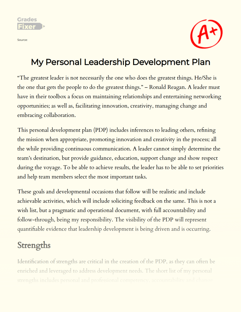 personal leadership development plan