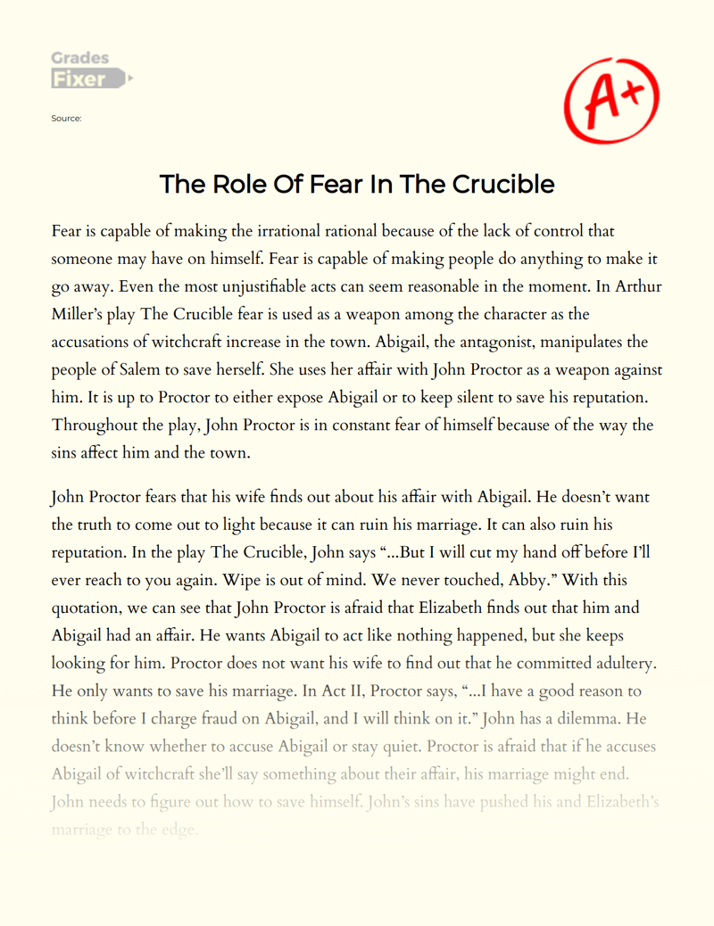 crucible fear essay