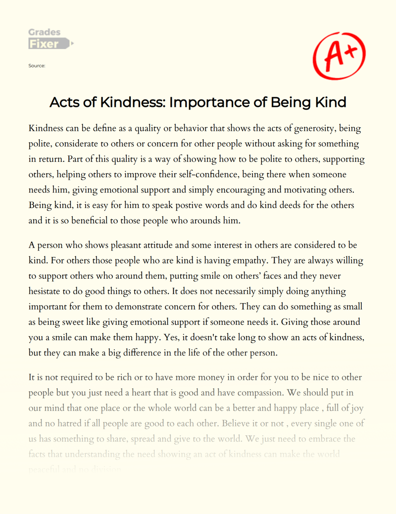 informative essay about kindness