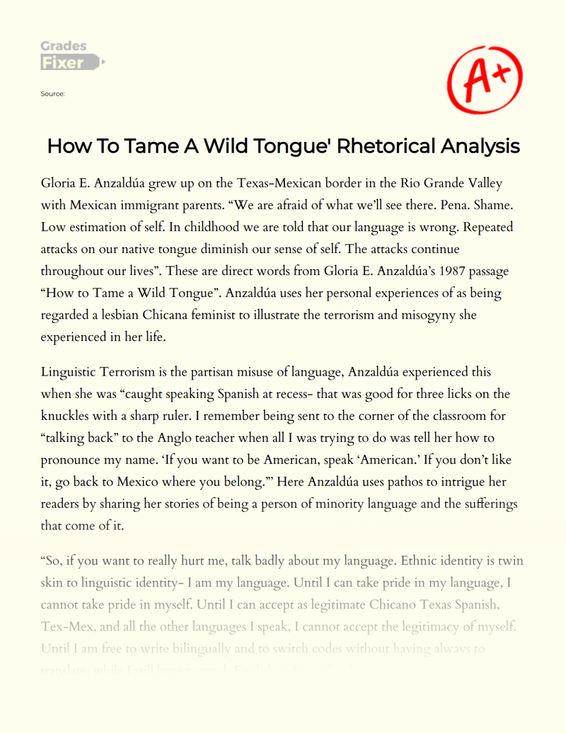 gloria anzaldua how to tame a wild tongue essay