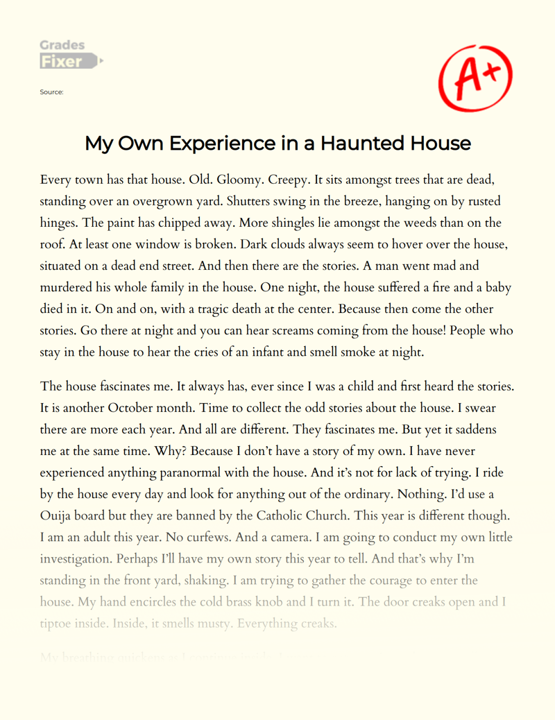 the haunted house descriptive essay