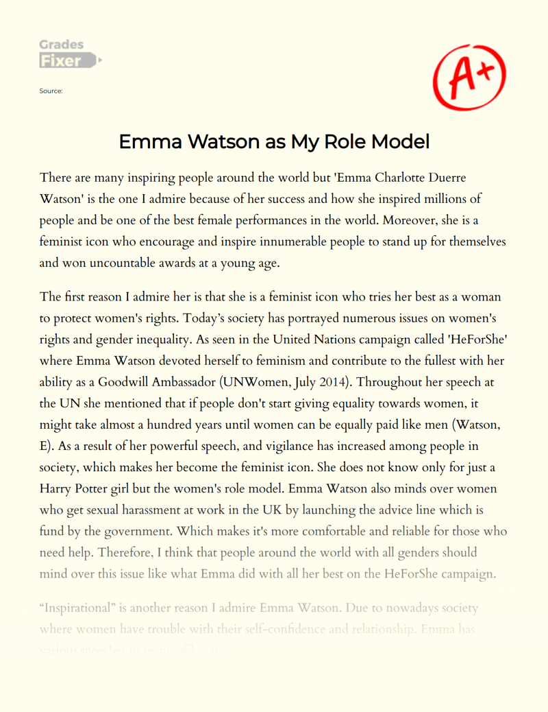 Emma Watson as My Role Model Essay
