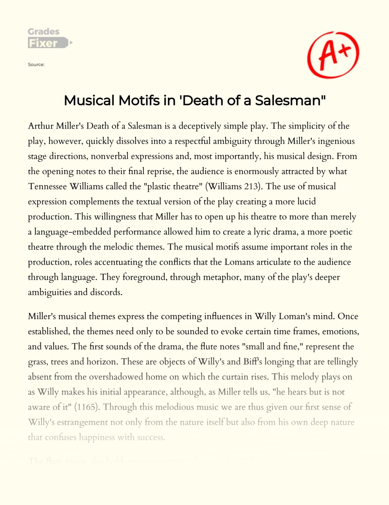 Musical Motifs in 'Death of a Salesman" Essay
