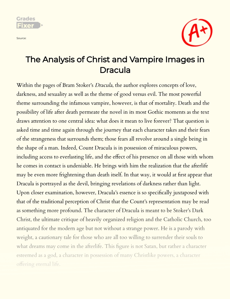 The Analysis of Christ and Vampire Images in Dracula essay