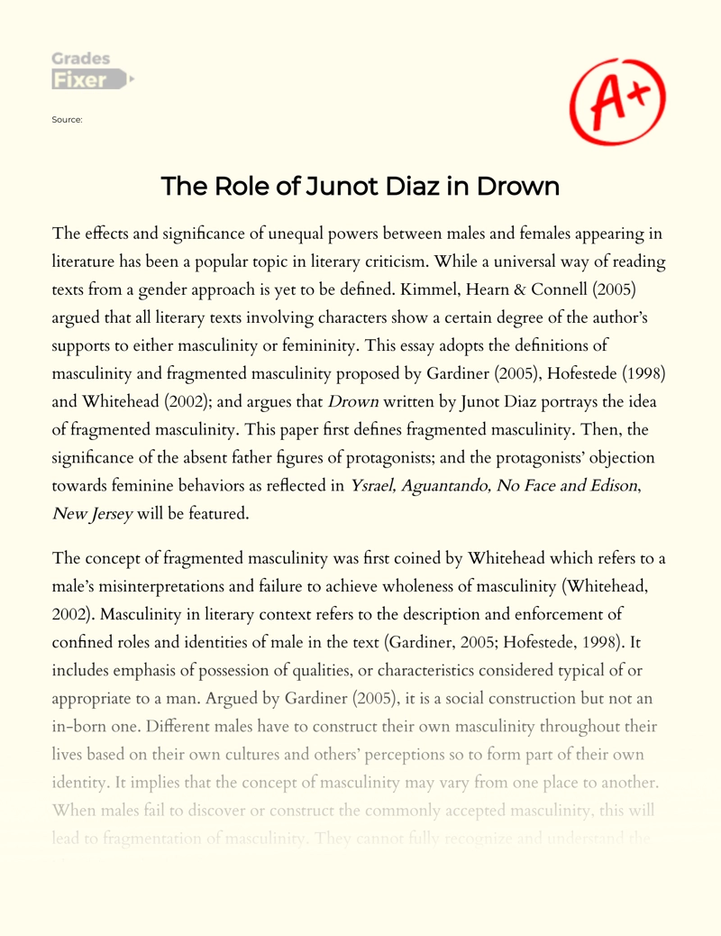 The Role of Junot Diaz in Drown essay