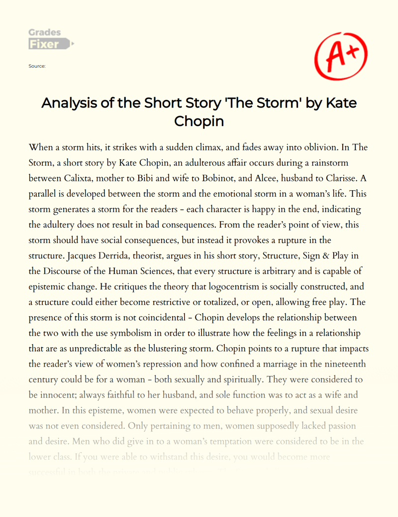 the storm short story analysis