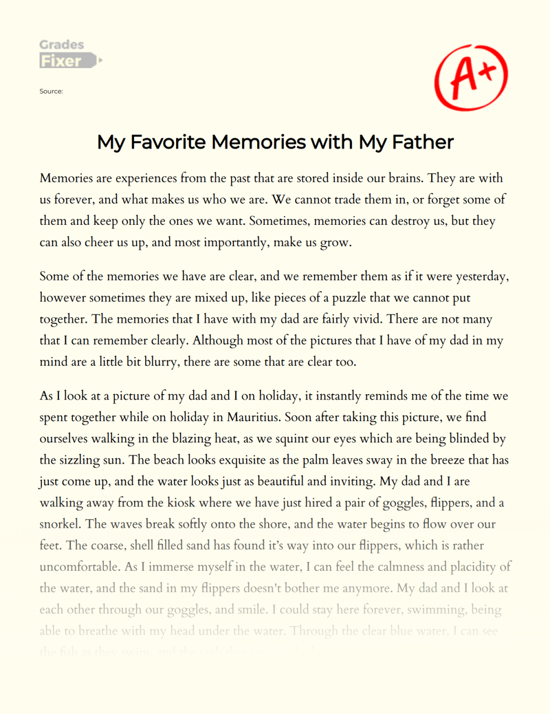 My Favorite Memories with My Father Essay