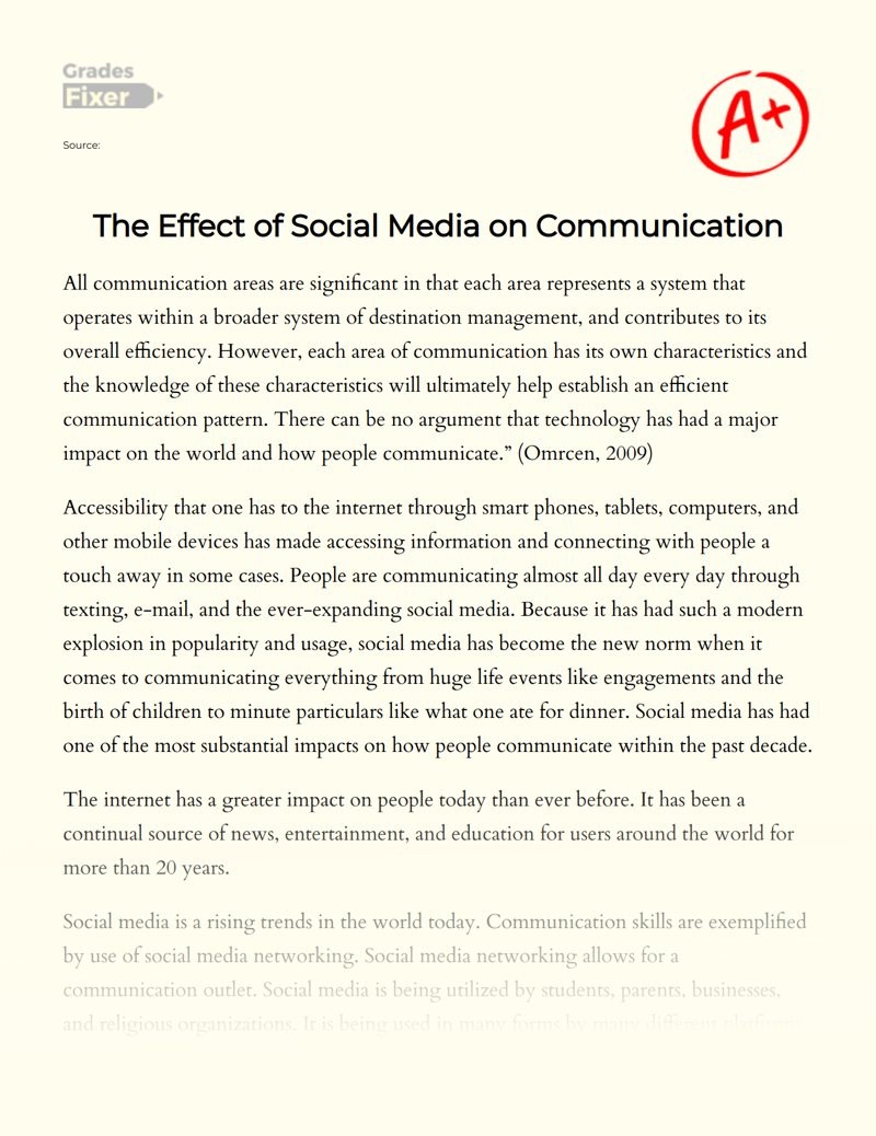 The Effect of Social Media on Communication Essay