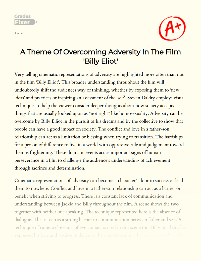 A Theme of Overcoming Adversity in The Film 'Billy Eliot' Essay