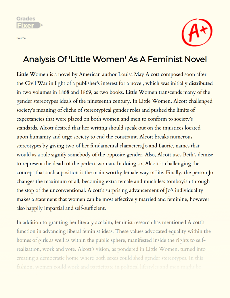 Analysis of 'Little Women' as a Feminist Novel Essay