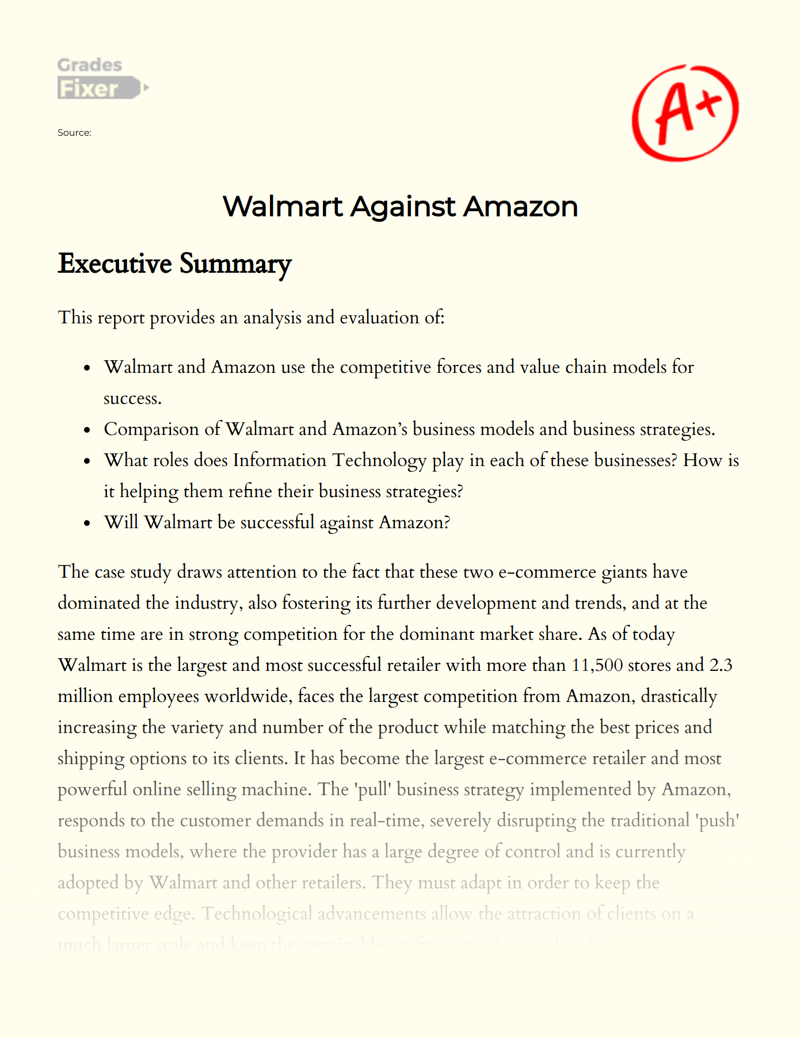 Walmart Against Amazon Essay