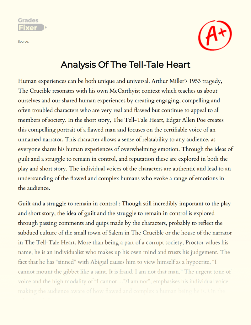 argumentative essay on the tell tale heart