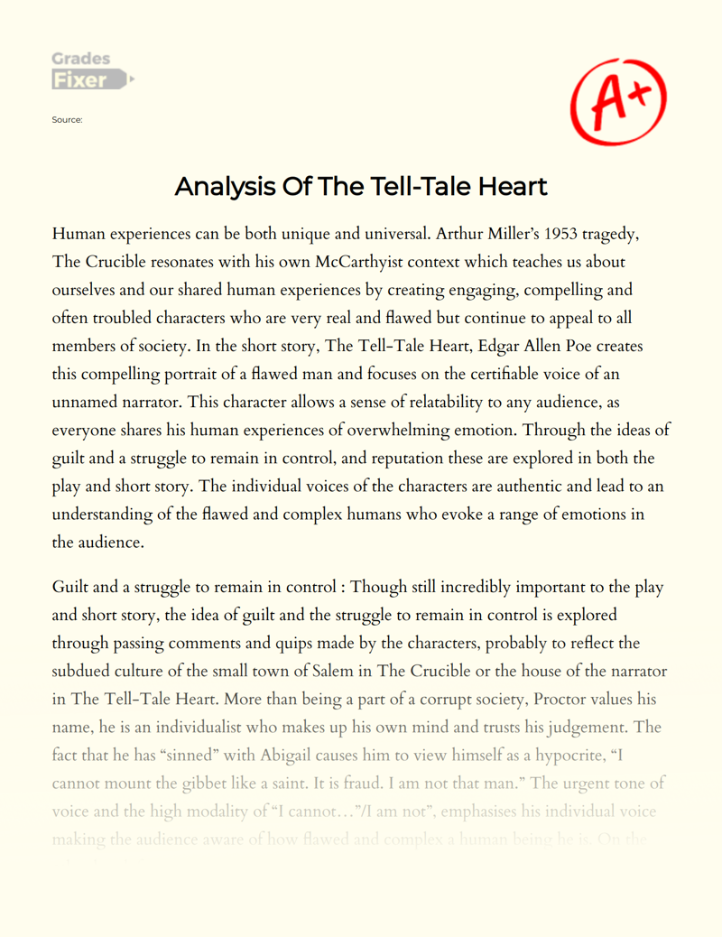 literary analysis essay tell tale heart