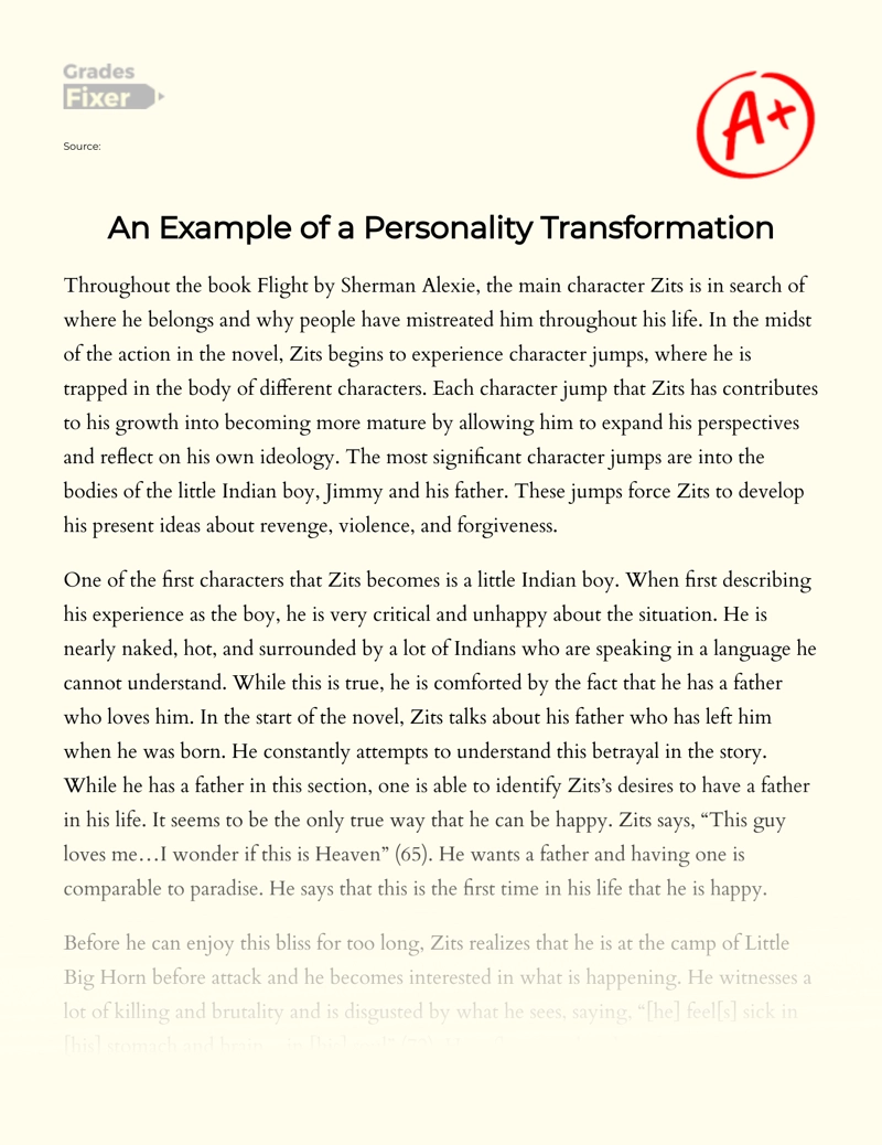 An Example of a Personality Transformation essay