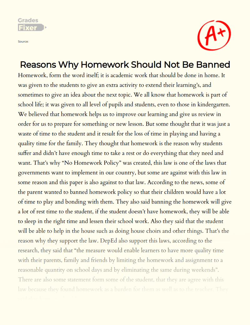 why homework is bad persuasive speech