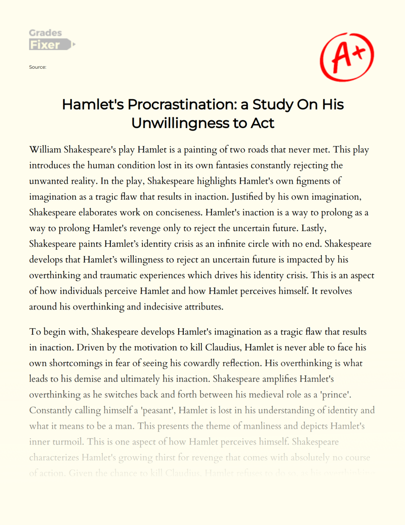 examples of procrastination in hamlet