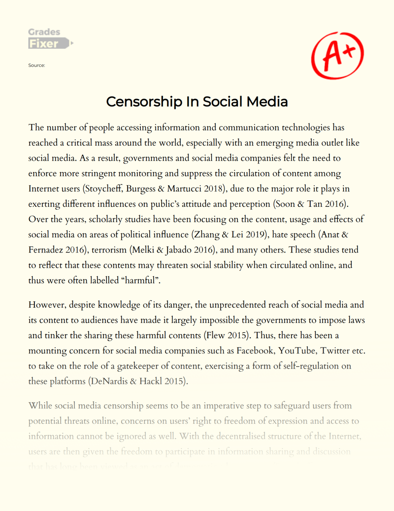 essay on censorship in media