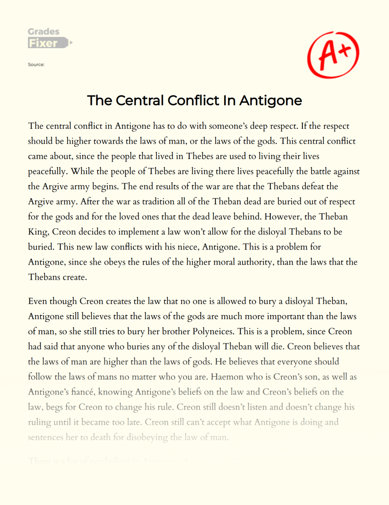 The Central Conflict in Antigone Essay