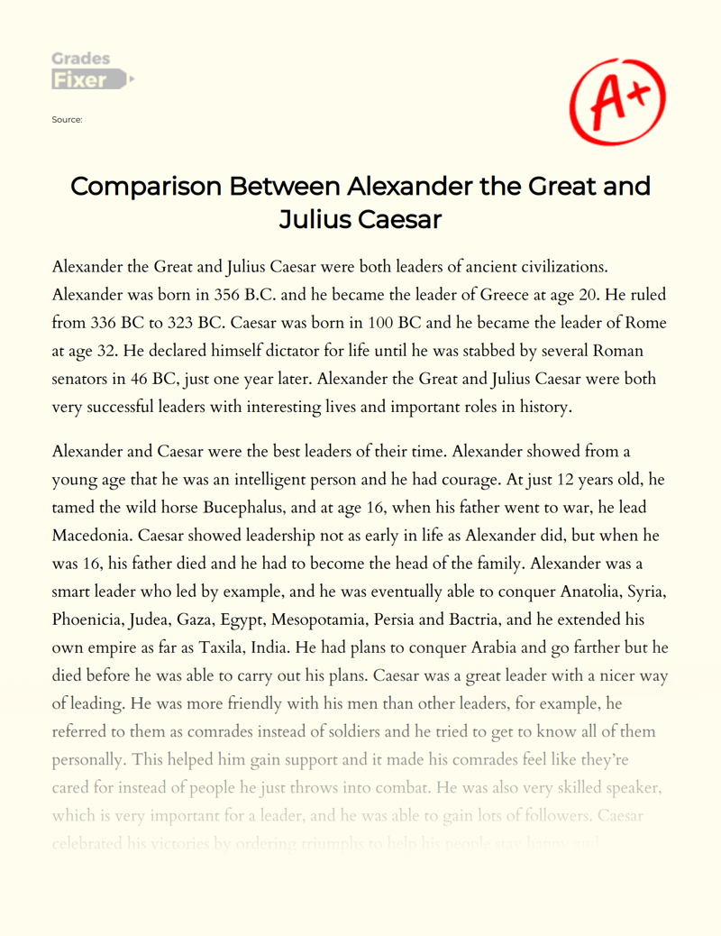 Comparison Between Alexander The Great and Julius Caesar Essay
