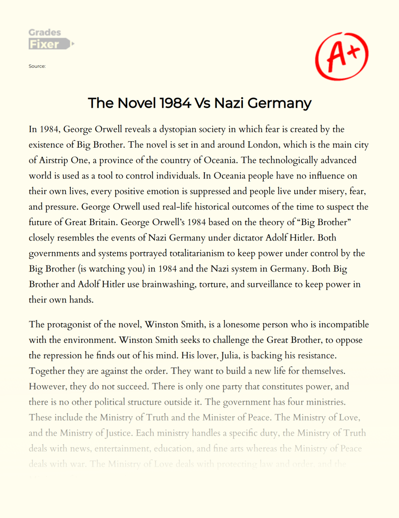The Novel 1984 Vs Nazi Germany Essay