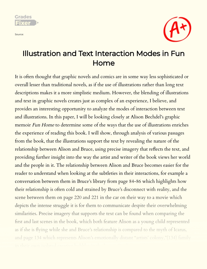 Illustration and Text Interaction Modes in "Fun Home" Essay