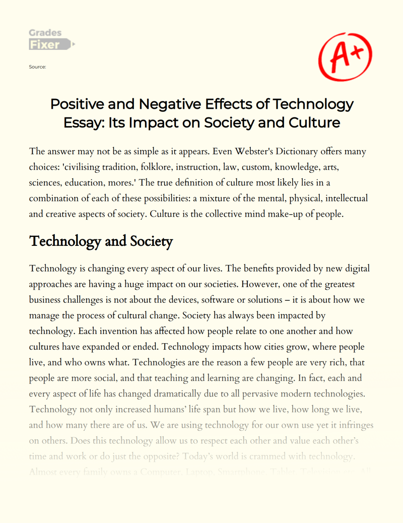 research paper on technology and society