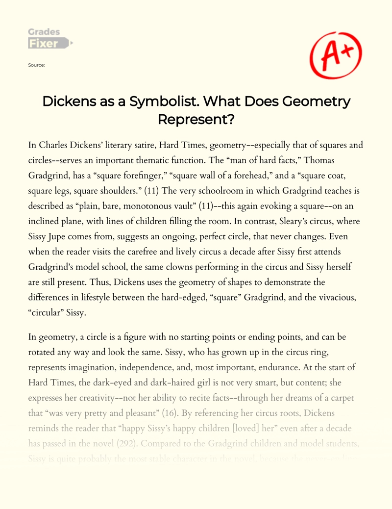 Dickens as a Symbolist: Geometry in Hard Times Essay