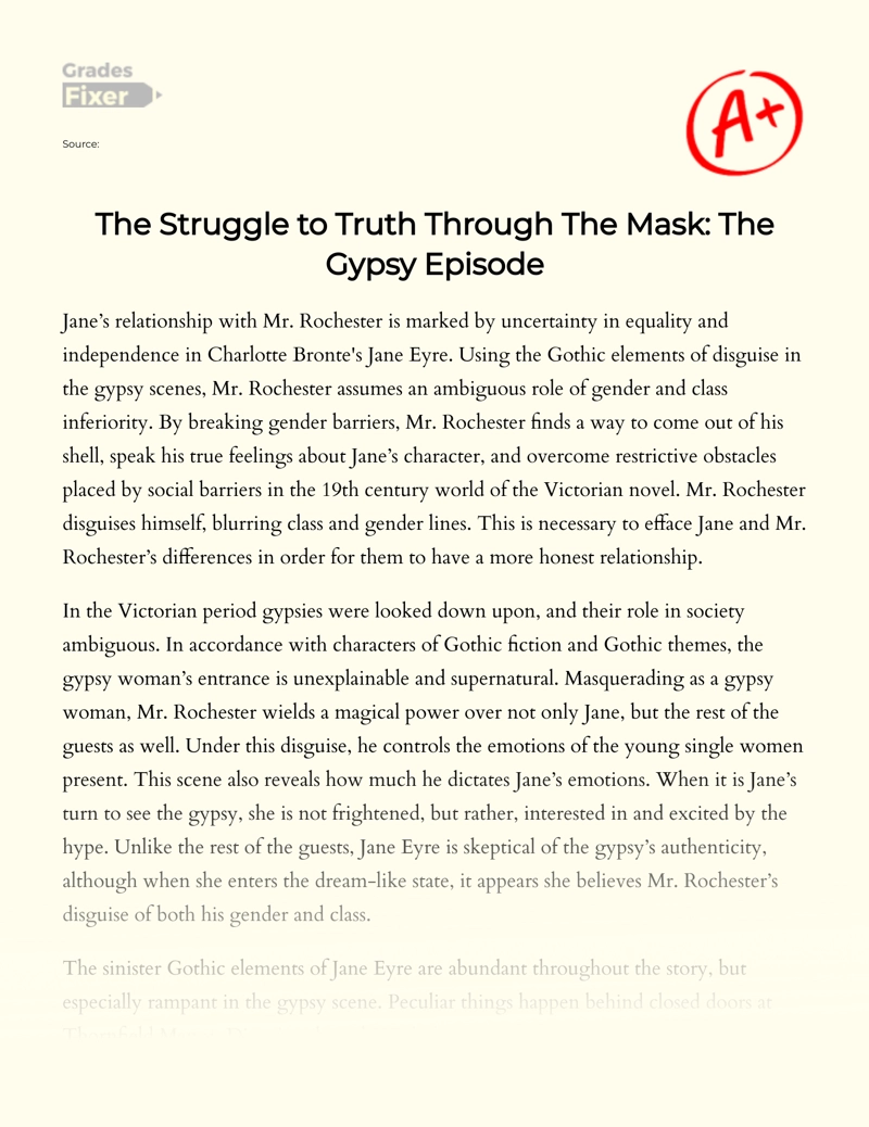 The Struggle to Truth Through The Mask: The Gypsy Episode essay