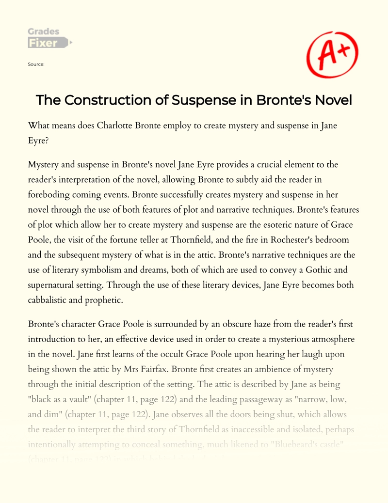 The Construction of Suspense in Bronte's Novel essay