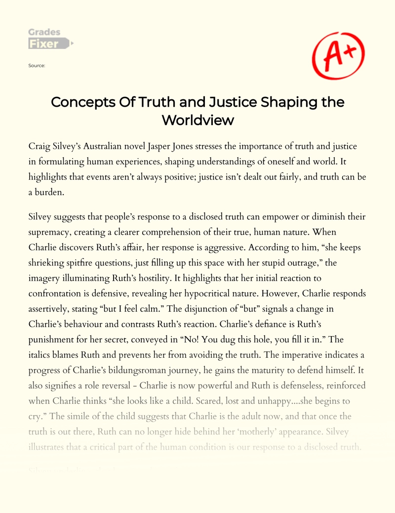Concepts of Truth and Justice Shaping The Worldview essay