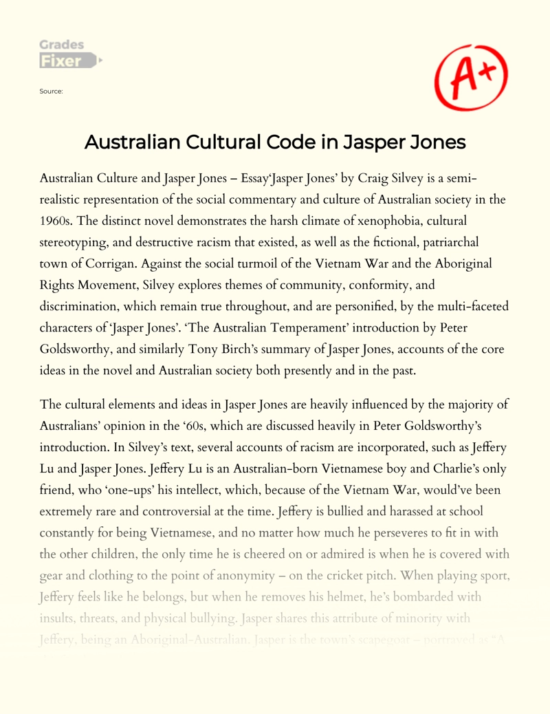 Australian Cultural Code in Jasper Jones essay