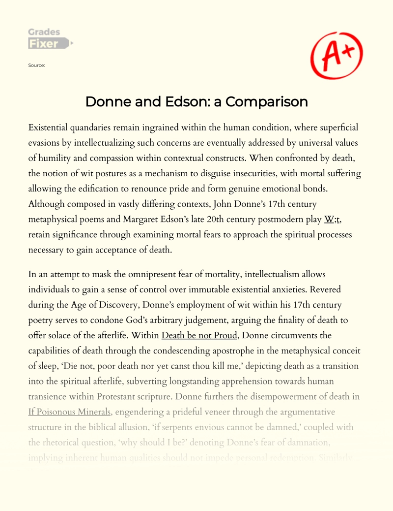 Donne and Edson: a Comparison Essay