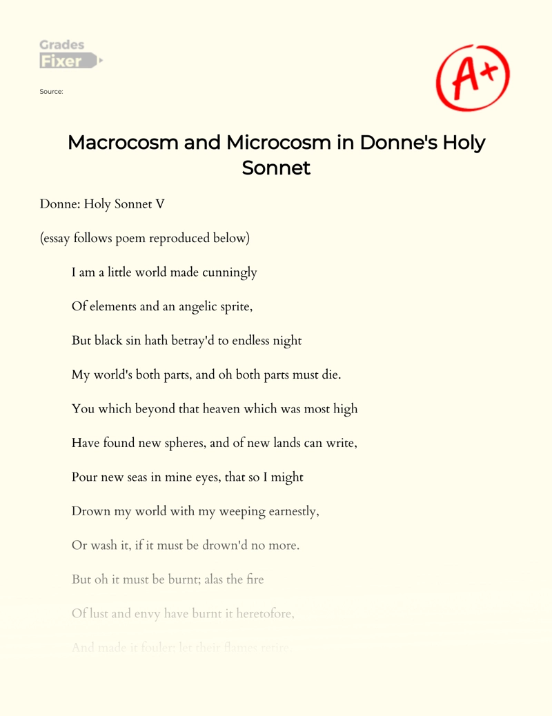 Macrocosm and Microcosm in Donne's Holy Sonnet Essay