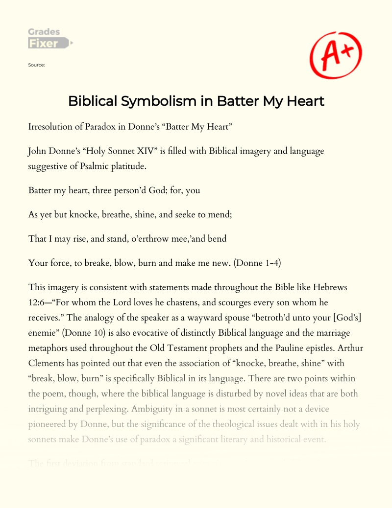 Biblical Symbolism in Batter My Heart Essay