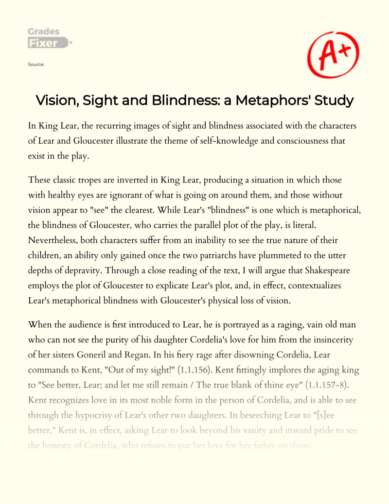 theme of blindness in king lear