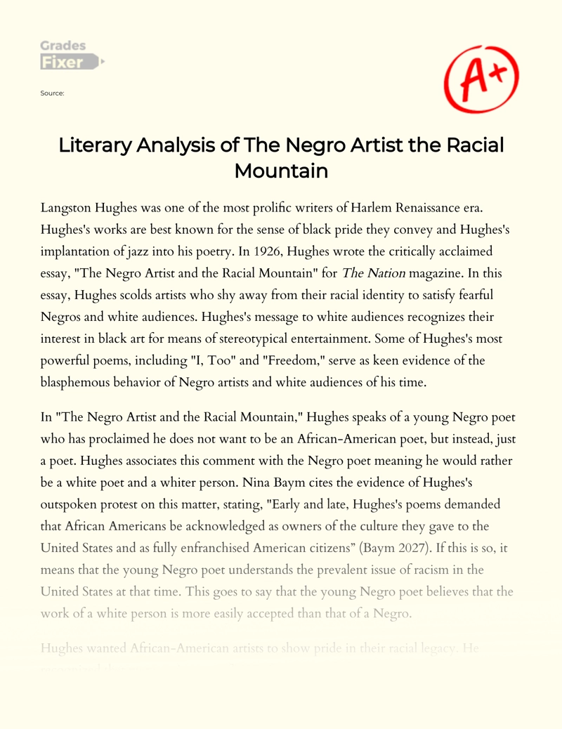 Analysis of Langston Hughes's Messages in His Poems Essay