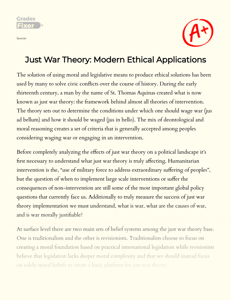 Christian and Islamic Views on War: Just War Theory and Jihad Essay