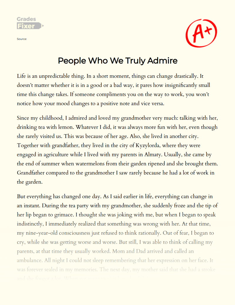 People Who We Truly Admire Essay