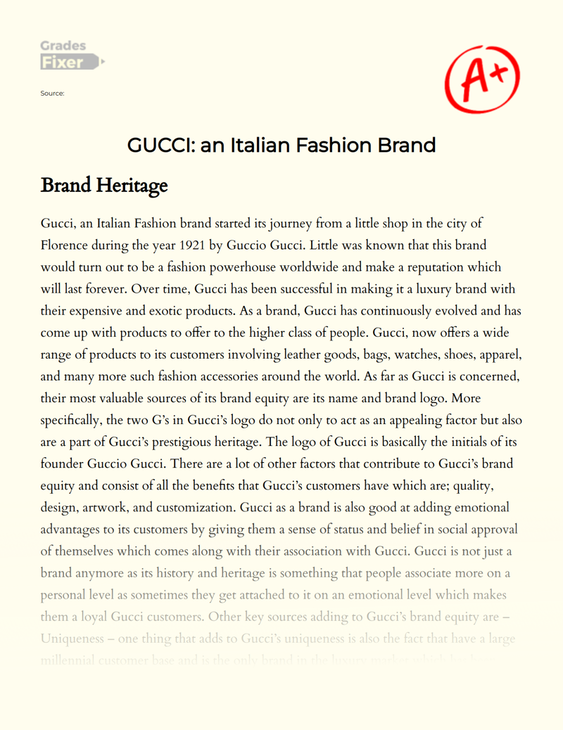 Gucci: an Italian Fashion Brand Essay