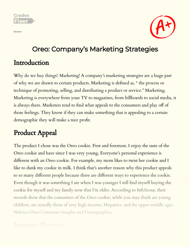 Oreo: Company’s Marketing Strategies essay