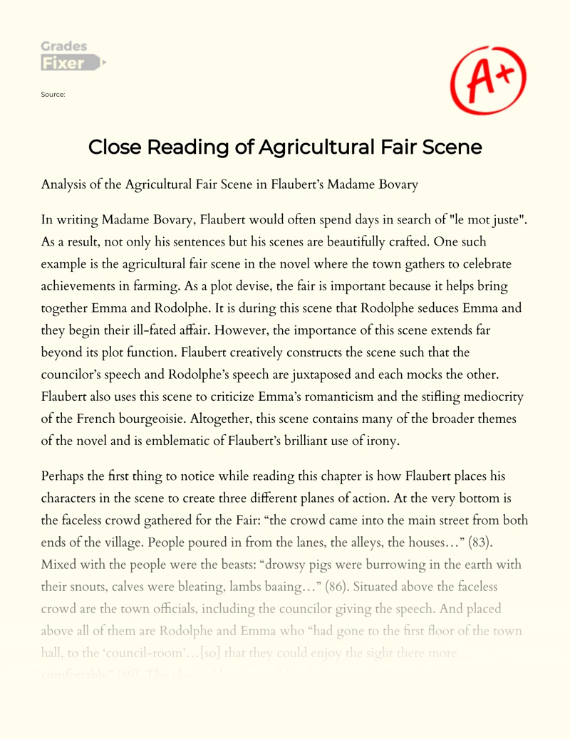 Analysis of Agricultural Fair Scene in Madame Bovary Essay