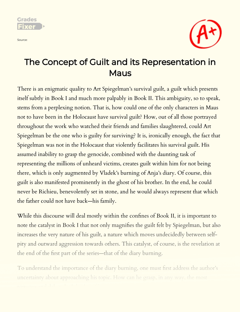 The Concept of Guilt and Its Representation in Maus Essay