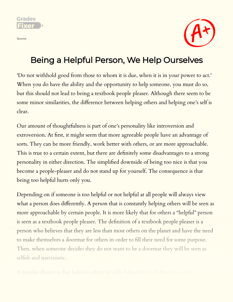 short essay on helping others