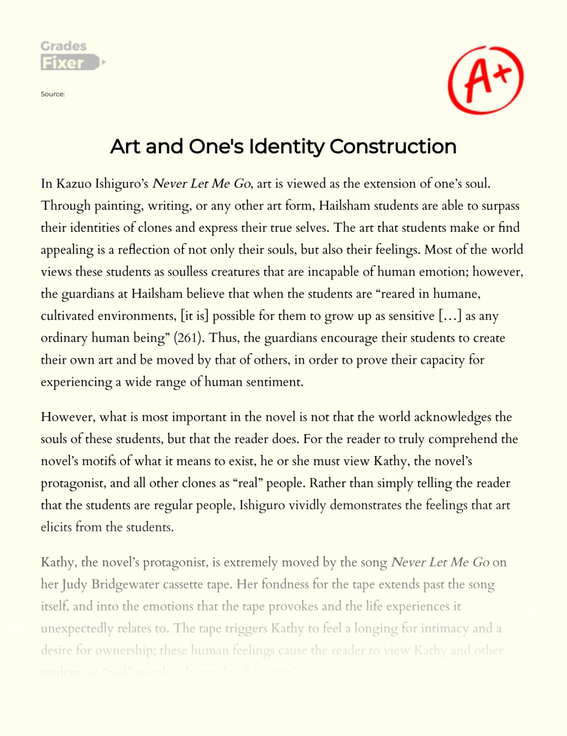 Art and Identity Construction in Never Let Me Go Essay