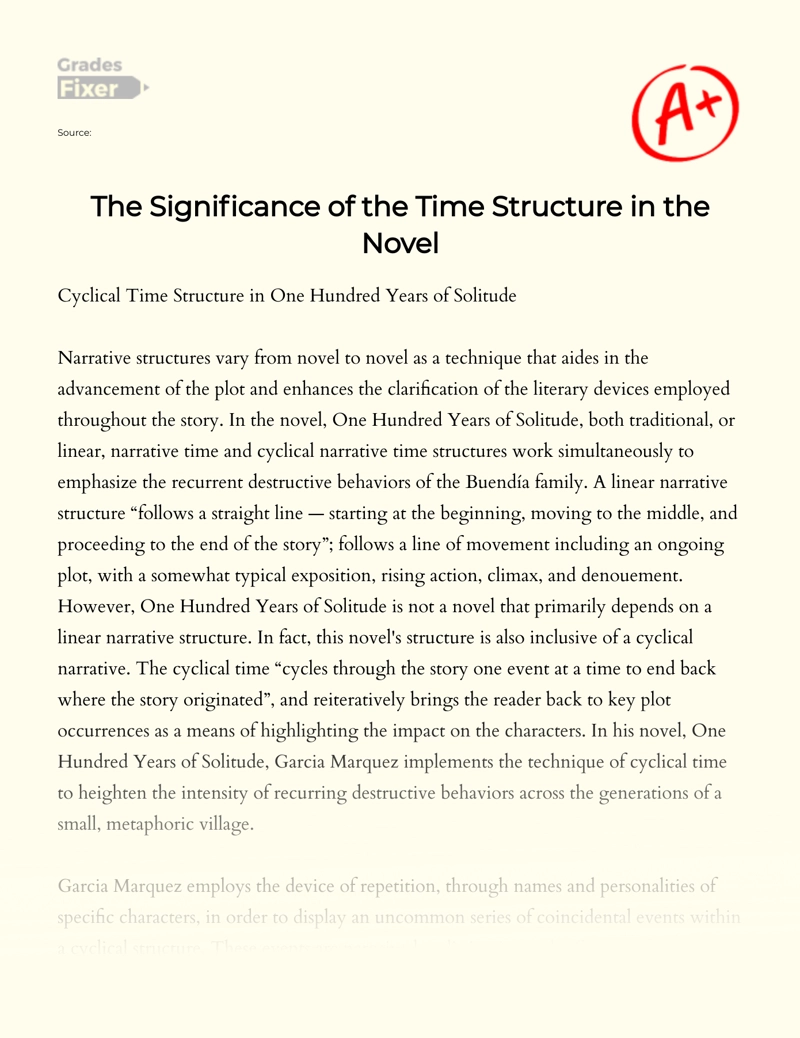 Marquez's Use of Cyclical Time in One Hundred Years of Solitude Essay